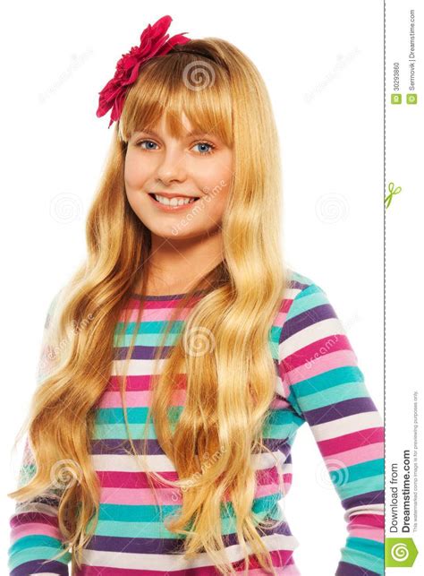 Cute Smiling Blond 10 Years Old Girl Stock Photo Image