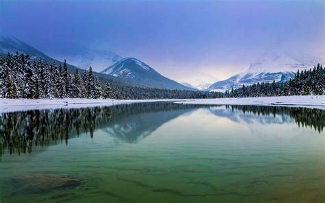 Nature Landscape Lake Forest Mountain Snow Winter