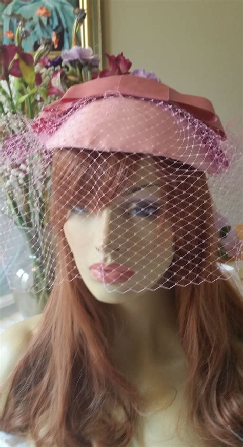 Pink Blush Bridal Hat With Bow And Veil Netting Bridal Hat
