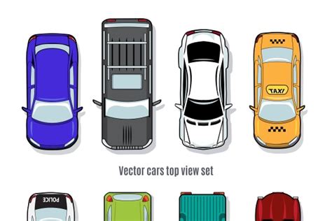 Car Icons Top View Pre Designed Illustrator Graphics Creative Market