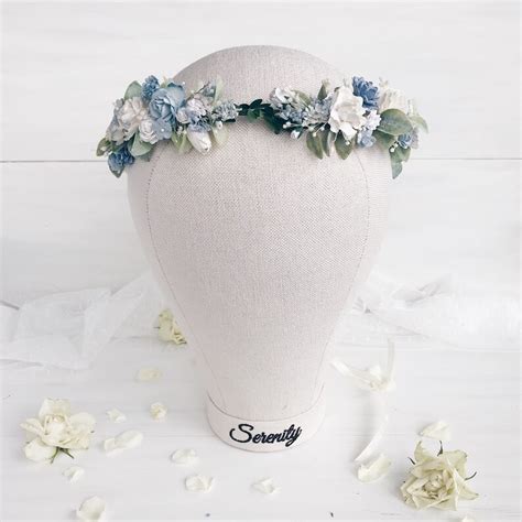 Bridal Flower Crown Blue Floral Crown Wedding Flower Crown Etsy