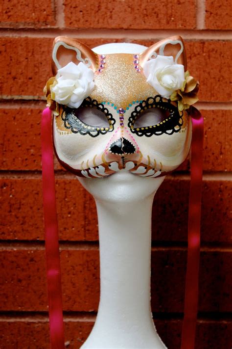 Hand Painted Cat Masquerade Mask 6000 Via Etsy Sugar Skull Cat