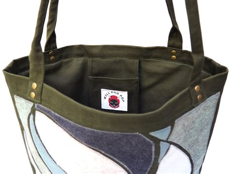 Oval Forms Bag Canvas Tote Bag With Unique Applique Design Will And Pop