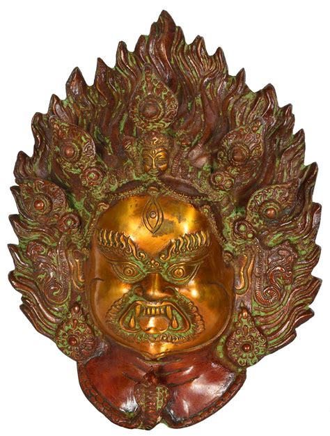 12 Tibetan Buddhist Deity Mahakala Mask Wall Hanging In Brass