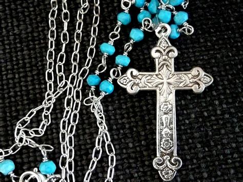 Sterling Silver And Turquoise Cross Necklace By Josieandperri