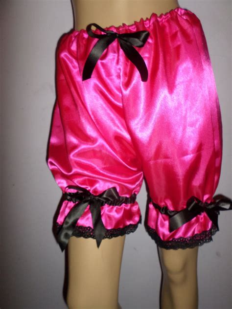 Deep Pink Satin Black Lace Bloomers Victorian Look 30 46w Ebay