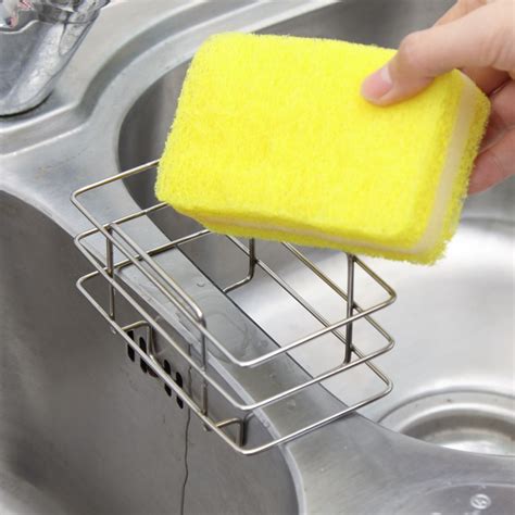 Stainless Steel Cleaning Sponge Drain Rack Draining Washing Organizer
