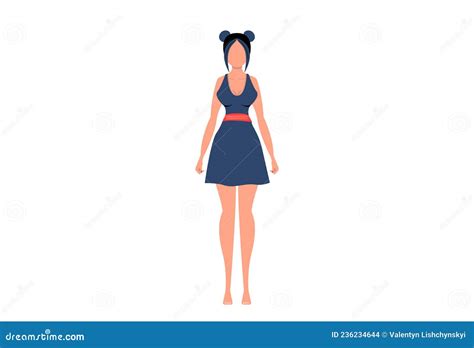 Beautiful Girl In A Blue Dress On A White Background Vector