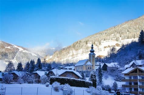 Picturesque Alps Village In Austria Winter View Stock Image Image Of