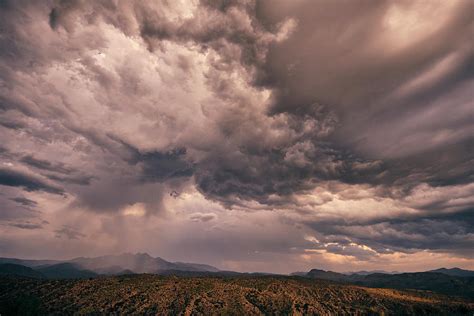 Ominous Monsoon Storm Clouds Over The Four Peaks Wilderness In Arizona