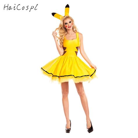 Pikachu Costume Halloween Women Fancy Dress Sexy Cute Anime Cosplay