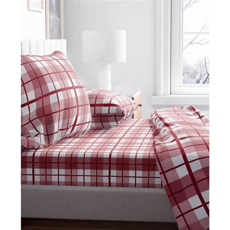 Mod Lifestyles Red Plaid Cotton Flannel Sheet Set Queen Ss 20 728 The