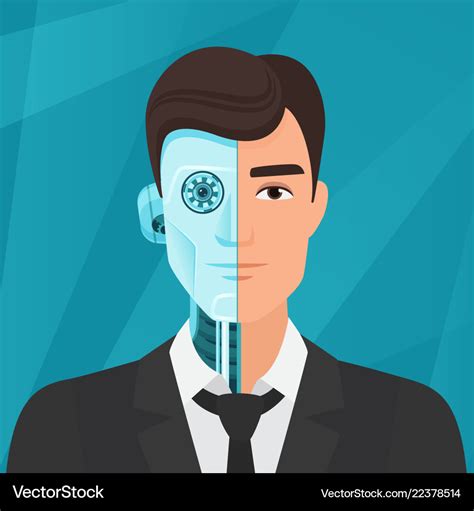 Half Cyborg Human Man Businessman Royalty Free Vector Image