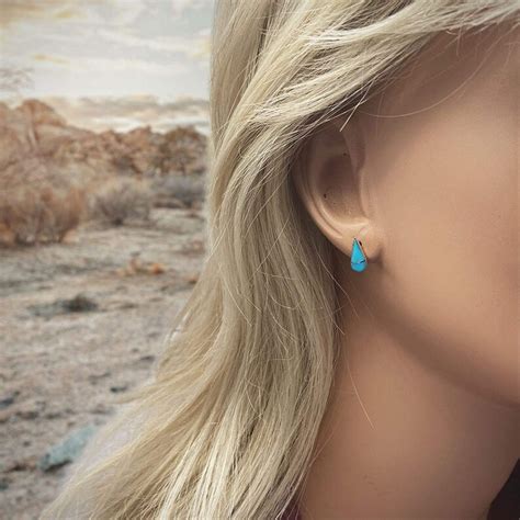 Mm Genuine Sleeping Beauty Turquoise Stud Earrings In Etsy
