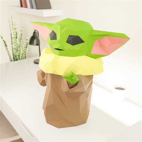Baby Yoda Star Wars Papercraft Origami Diy Paper Craft Etsy