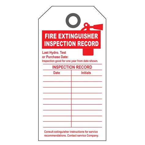Visually inspect the hose and nozzle to ensure they are in good condition, showing no signs of cracking or dry rot. printable fire extinguisher inspection tags That are Gutsy ...