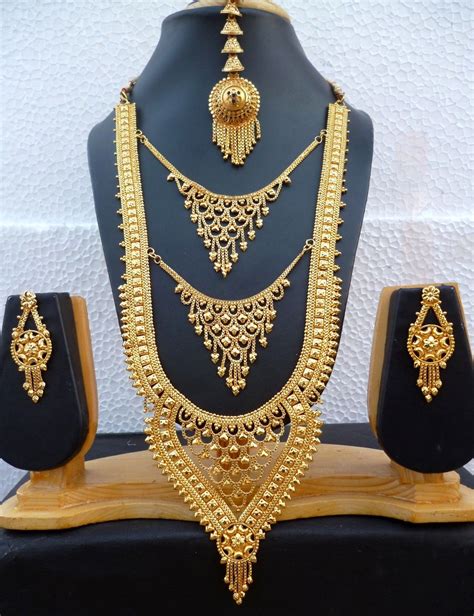 22k Gold Plated Designer Indian Wedding 11 Long Necklace Earrings Tikka Set L Bridal Gold