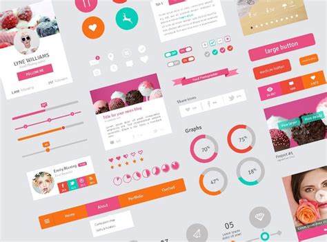 Free Colorful Stylish Web Flat Ui Kit Psd Titanui