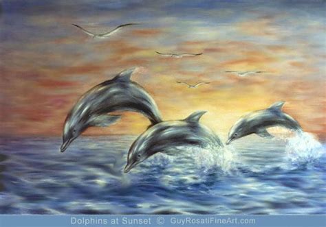 Dolphins Jumping Out Of The Water At Sunset Drawings Firesliponvans