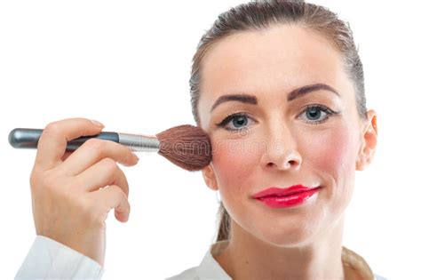 Pretty Smiling Woman Applying Make Up Stock Photo Image Of Adult