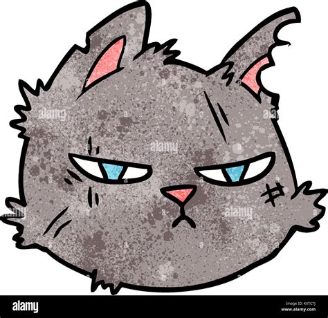 Cartoon Tough Cat Face Stock Vector Image And Art Alamy