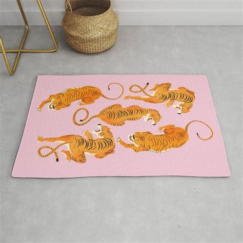 Three Fierce Tigers Rug By Showmemars Tiger Rug Rugs Throw Rugs