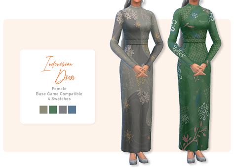 Elbaprats Sims — Indonesian Dress Base Game Dress Recolors 4 Colors