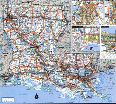 Louisiana State Highway Map With Truck Routes Area Town Roads Map