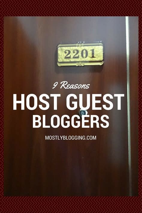 The Words Host Guest Bloggers Are Written In White On A Brown Door With Red Chevron Pattern
