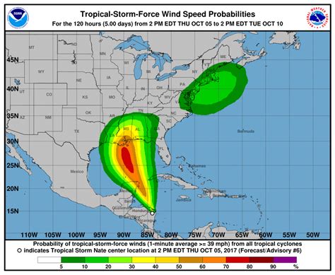 Tropical Storm Nate Forecast And Projected Path
