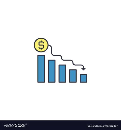 Declining Graph Icon Business Decline Chart Vector Image