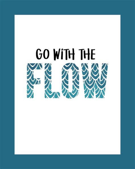 Go With The Flow Digital Download Printable Typography Wall Etsy