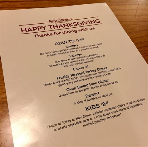 Thank goodness i'm not hosting christmas dinner this year, but i saw that marie callender's is offering a great option for those that could use the help. Monster Munching: $19.99 Thanksgiving Meal at Marie Callender's - Fountain Valley