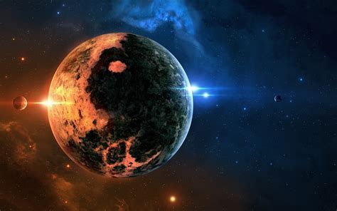 Wallpaper Digital Art Planet Stars Glowing Earth Space Art