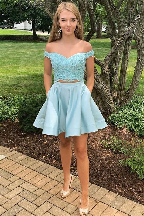 We Are Loving This Hoco Dress Two Piece Homecoming Dress Prom Dresses Short Blue Blue