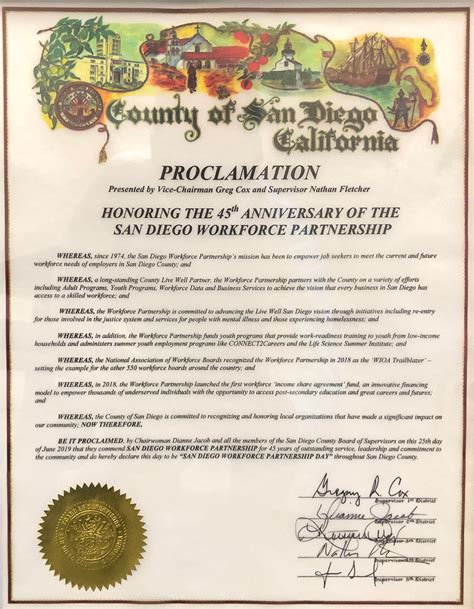 For Our 45th Year San Diego Workforce Partnership Day Proclaimed San Diego Workforce Partnership