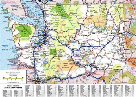 Large Roads And Highways Map Of Washington State With National Parks