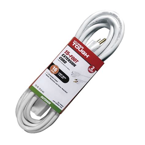 Hyper Tough 15ft 16awg 3 Prong White For Outdoor And Indoor Use Single