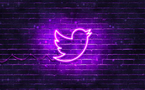 Download Wallpapers Twitter Violet Logo 4k Violet Brickwall Twitter