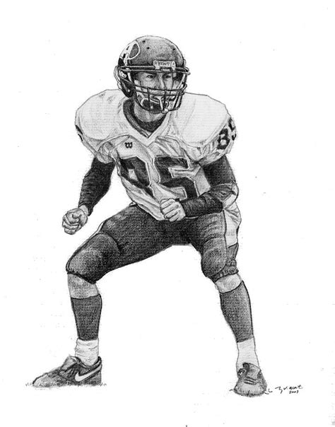 Realistic Pencil Football Player Drawing