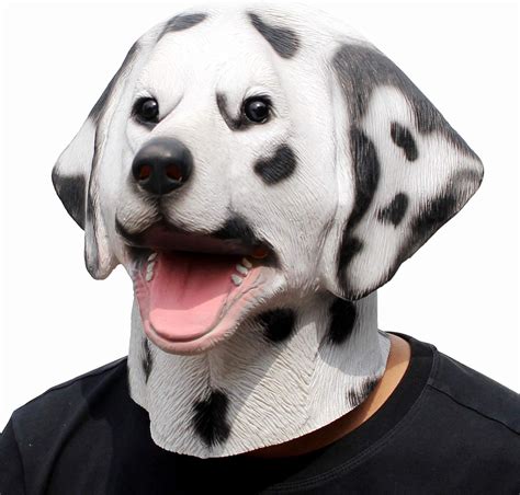 Creepyparty Dalmatian Mask Dog Head Latex Realistic Animal Full Head