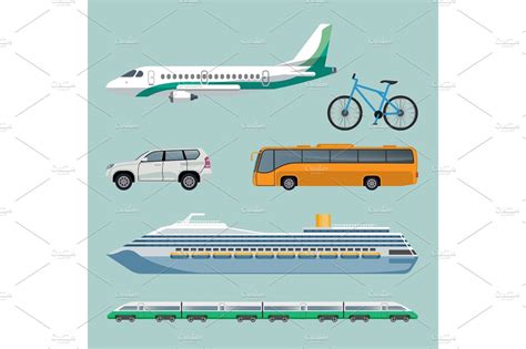 Fast Transportation Means Set Of Modern Transport Items