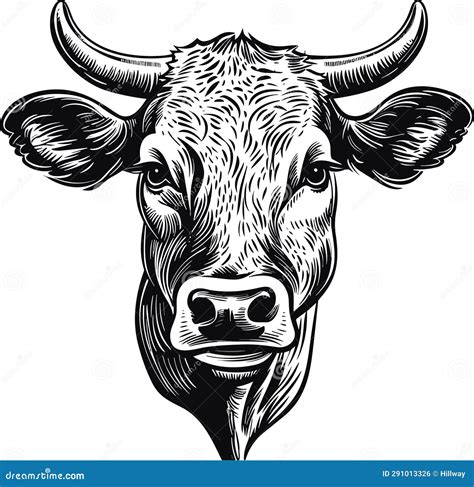 Cabeza De Vaca Con Cuernos Tipo De Engorde Logotipo Tipo Vector Aislado