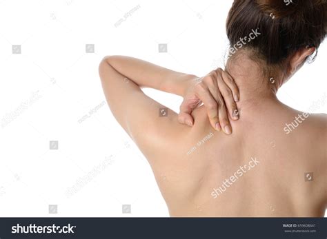 Rear View Topless Woman Neck Pain Stock Photo Shutterstock