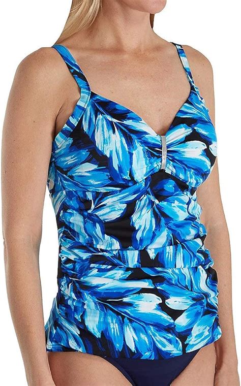 trimshaper aspen bella tankini swim top 6520012 12 blue at amazon women s clothing store