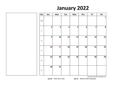 Printable Monthly 2022 Calendar Box And Lines For Notes Free