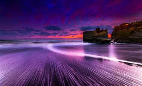 Rocky Beach Sunset Hd Wallpaper Background Image