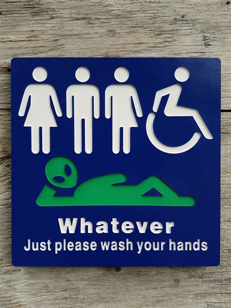 All Gender Restroom Sign Whatever Just Wash Your Hands Alien Sign Bathroom Sign Unisex