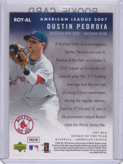 Dustin Pedroia Upper Deck Rc Boston Red Sox Rookie Card Baseball Al