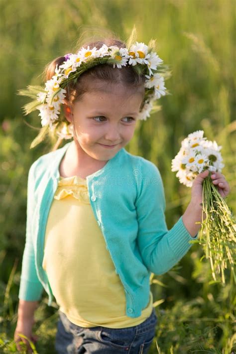 Girl Of Five Years On A Meadow Stock Photo Image Of Child Pretty